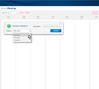 Interfaz web manager - Planning      - 2016 - Al hacer doble click sobre el calendario de la interfaz web, se abre un popup el cual te permite agregar un nuevo usuario, estos se van mostrando al costado.