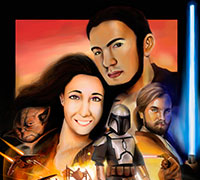 Poster Star Wars Episodio III - 2018 - Ilustración de un poster basado en la portada del episodio III de Star Wars. Realizado en Corel Painter